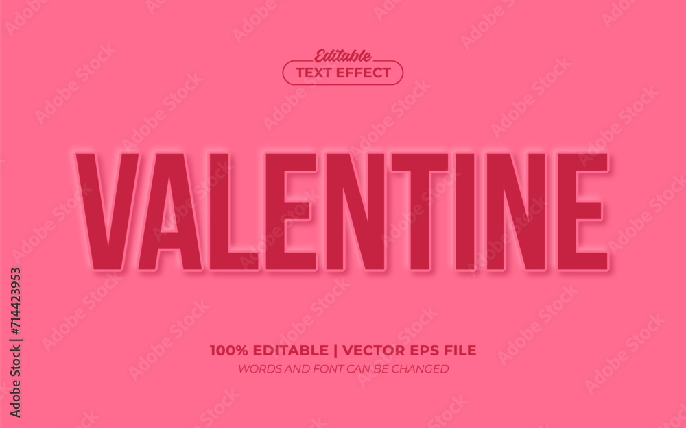 Valentine Pink 3D Embossed Editable Text Effect, Editable Font Style Premium Vector