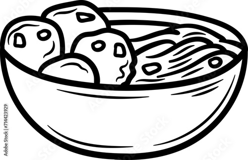 Mie Bakso Indonesian Food Doodle