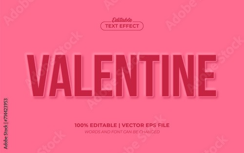 Valentine Pink 3D Embossed Editable Text Effect, Editable Font Style Premium Vector