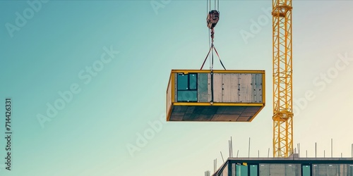 Modular building being lifted by a crane