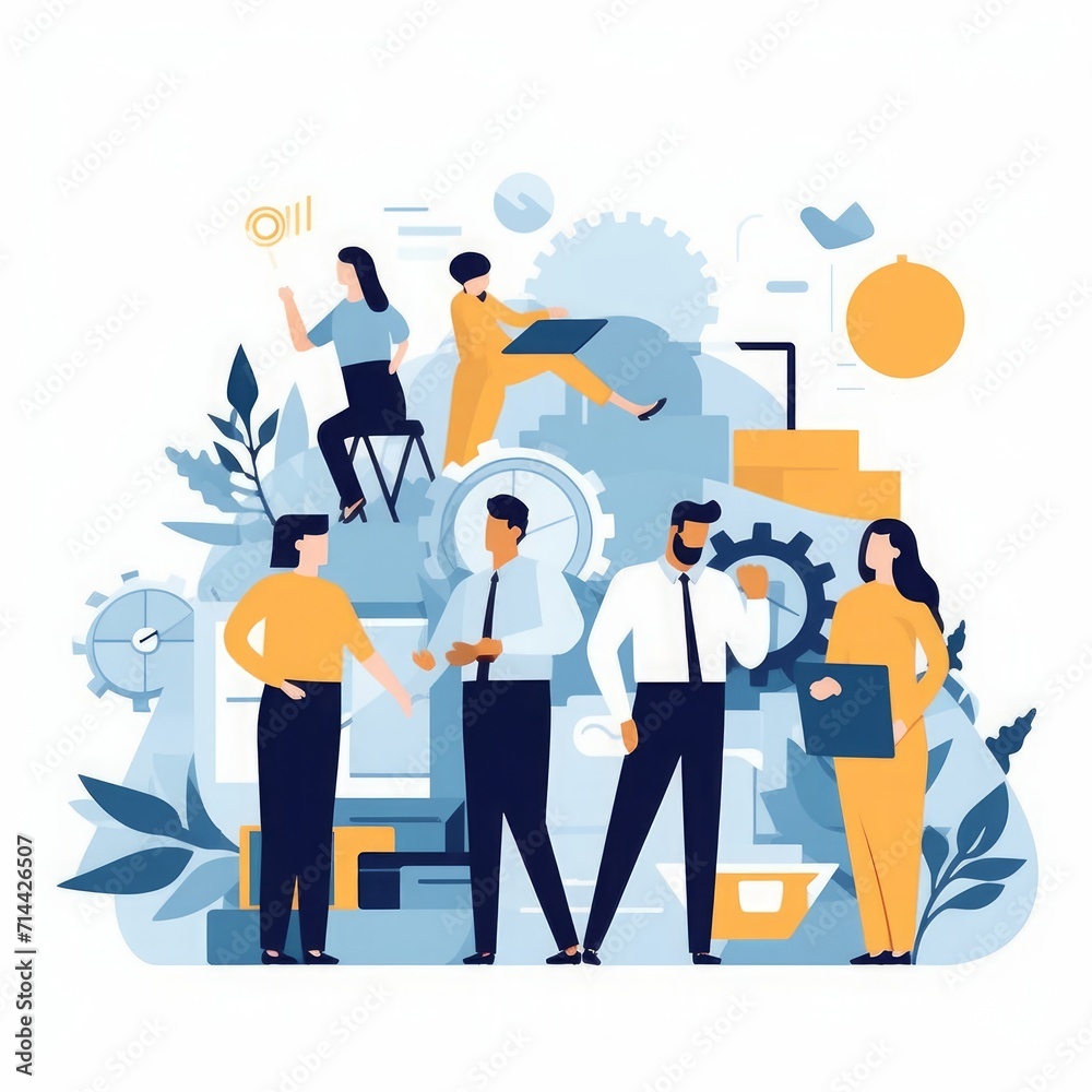 Business team working together. Business  illustration, Generative AI 