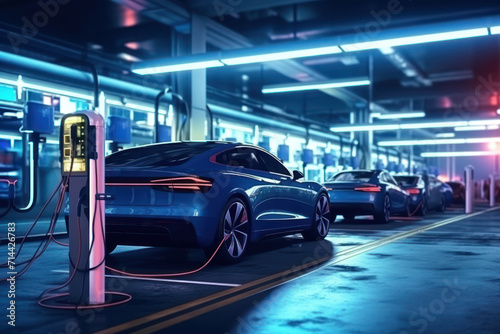  Electric car charging station © waranyu
