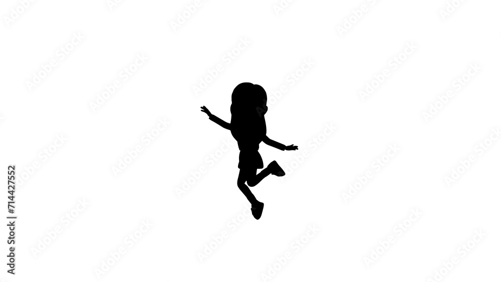 Little girl jumping excitedly with cartoon style, 3d rendering. Computer digital drawing.