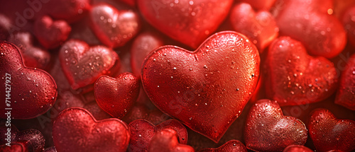 Vibrant red hearts, resembling ripe fruit, evoke feelings of love and passion on valentine's day in this captivating closeup