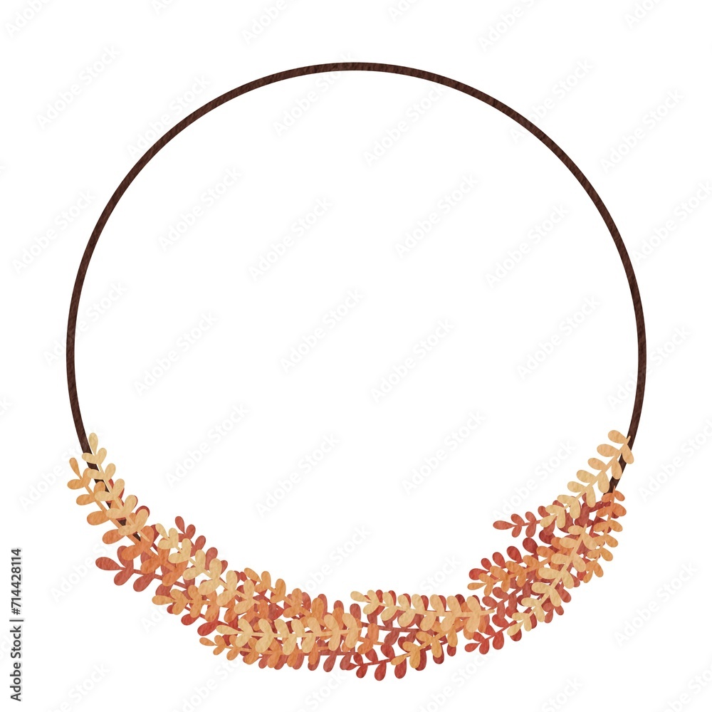 Obraz premium Abstract autumn fern leaves wreath illustration for decoration on nature and Autumn seasonal.