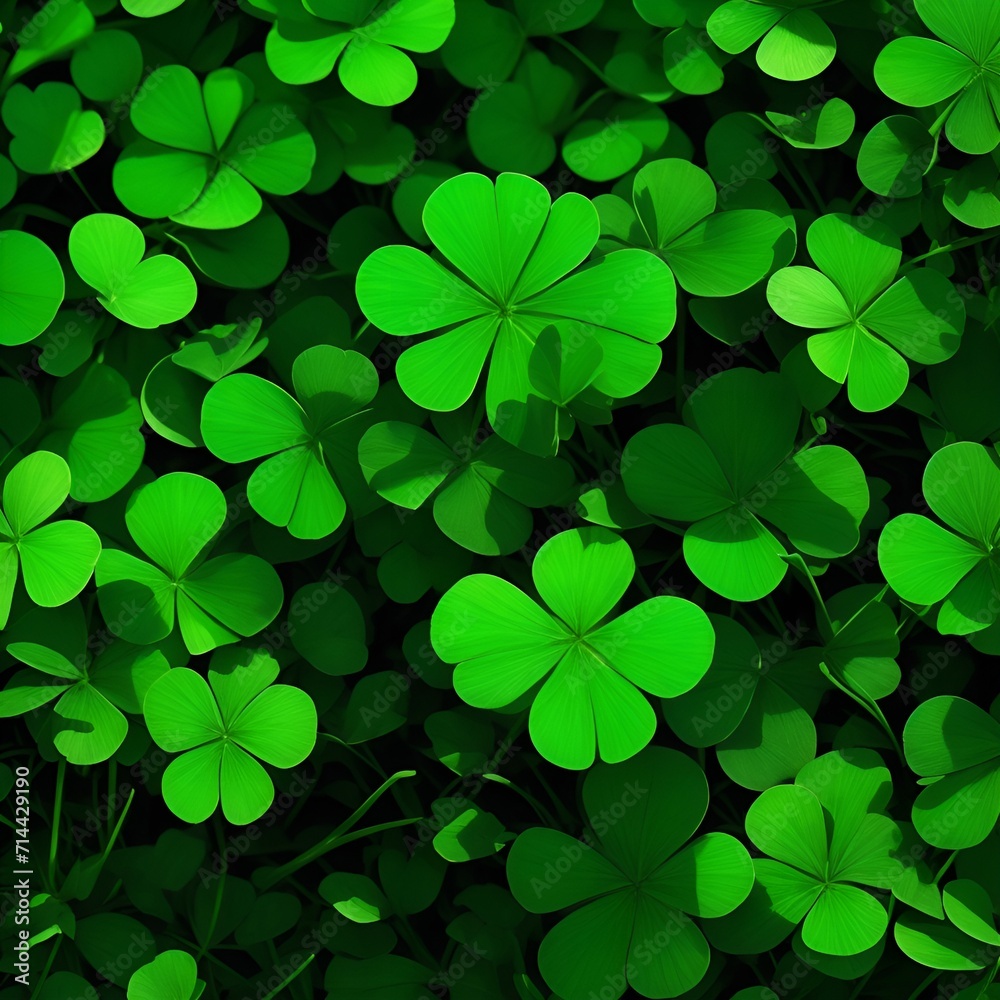 Saint Patrick's Day background made of vivid shamrocks with empty copy space Generative Ai Saint Patrick's Day background made of vivid shamrocks with empty copy space Generative Ai