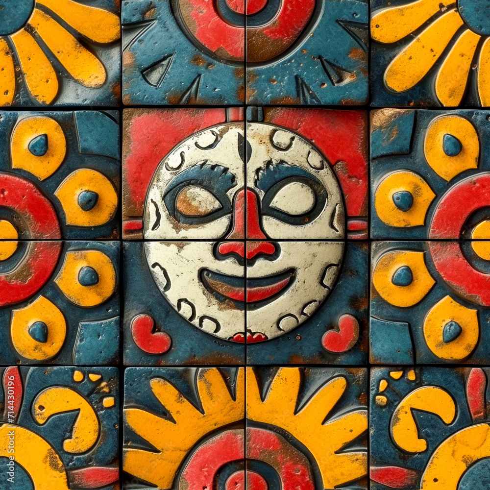 Fototapeta premium Maya-inspired Seamless Pattern, AI Design