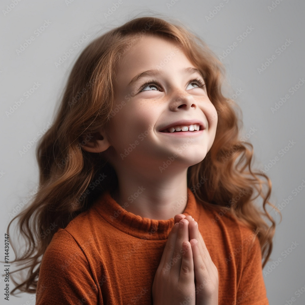 Girl holding hands to the sky as a sign of gratitude Girl holding hands to the sky as a sign of gratitude