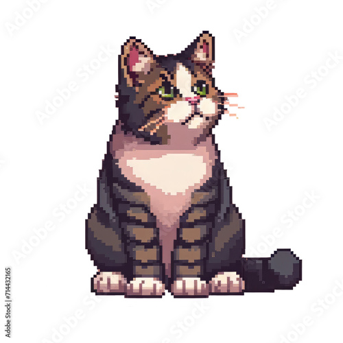 Transparent Background Pixel Art Cat Illustration