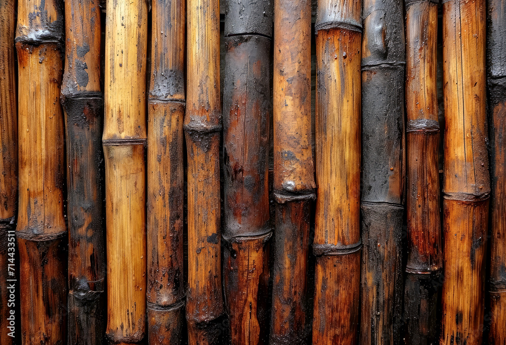 Old dirty bamboo wood background, generative ai Old dirty bamboo wood background, generative ai