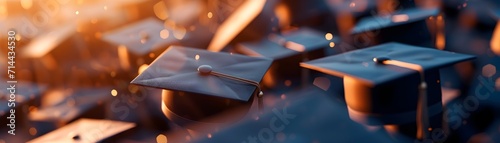 Back to school, Graduation Dreams, Create a scene with graduation caps and gowns, background image, generative AI photo