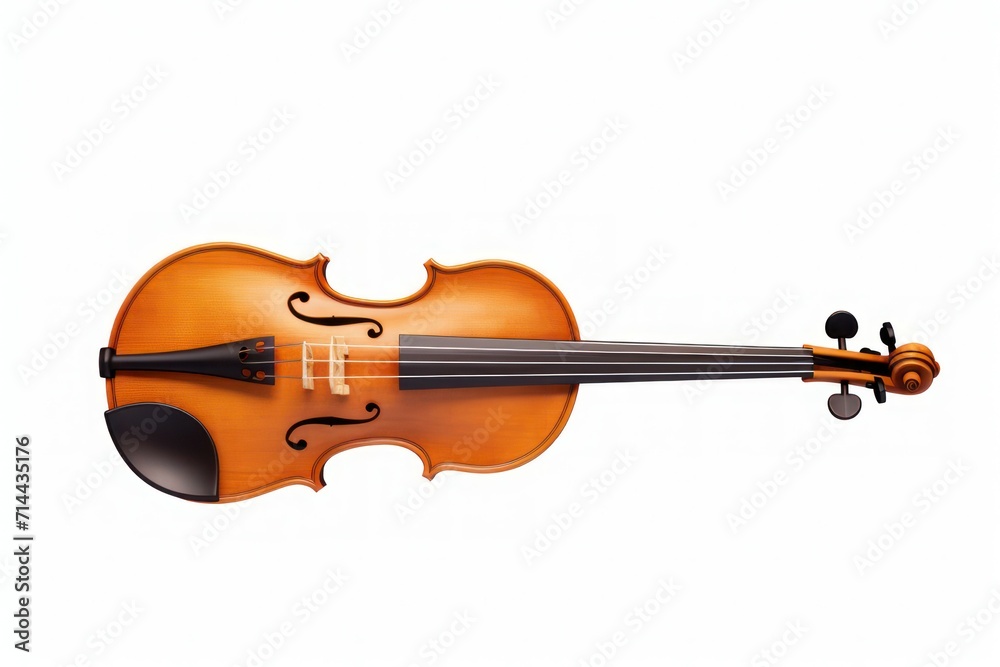 Fototapeta premium Bowed string instruments: cello, double bass, violin, viola, white background. 