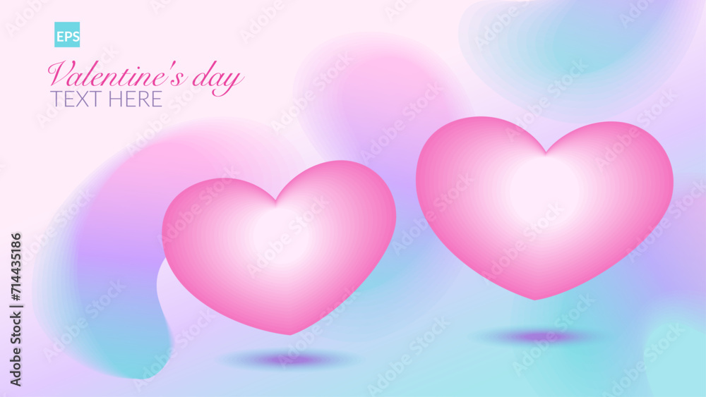 Valentine's day background with hearts and smooth gradient colors
