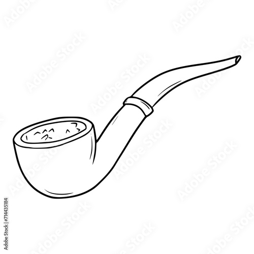 elegant smoking pipe illustration outline vector