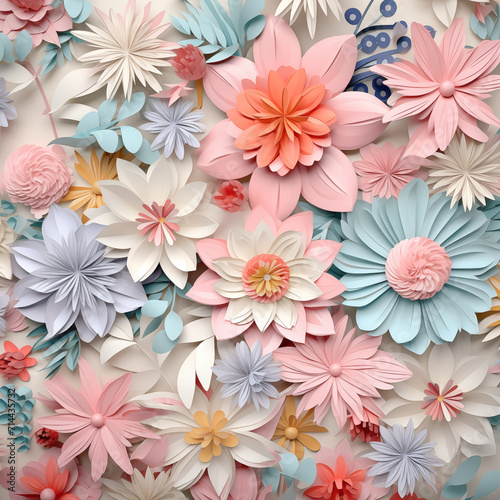 3D floral digital print, vibrant colors, pastel colors