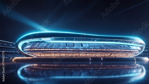 3d futuristic stadium illustration with night sky
