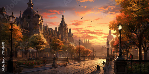 Fantasy_Victorian-era_city_street_sunset_crumbling_build