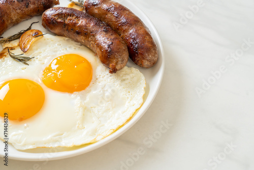 double fried egg with pork sausage