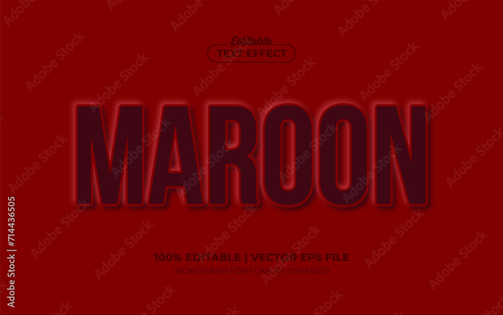 Red Maroon 3D Embossed Editable Text Effect, Editable Font Style Premium Vector