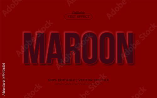 Red Maroon 3D Embossed Editable Text Effect, Editable Font Style Premium Vector
