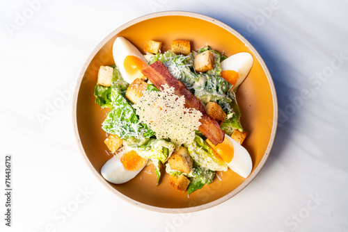 fresh vegetable with boiled egg caesar salad
