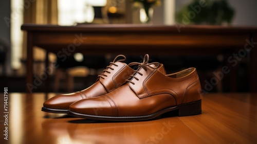 Leather shoes with fashion trousers, formal office wear 