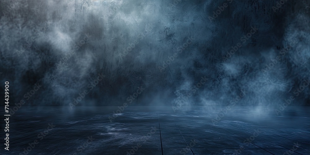 Blue dark abstract light in night background setting empty scene with smog old black fog under spotlight textured smoke creating dramatic lantern space street concept bright effect on floor Blue dark abstract light in night background setting empty scene with smog old black fog under spotlight textured smoke creating dramatic lantern space street concept bright effect on floor