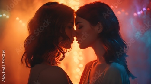 Lesbian couple kissing. Homosexual couple.