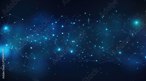 Abstract vector blue mesh background. chaotically connected points and polygons flying in space. flying debris. futuristic technology style card. lines, points, circles and planes. futuristic design