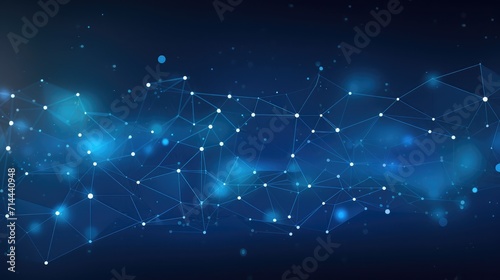 Abstract vector blue mesh background. chaotically connected points and polygons flying in space. flying debris. futuristic technology style card. lines, points, circles and planes. futuristic design photo