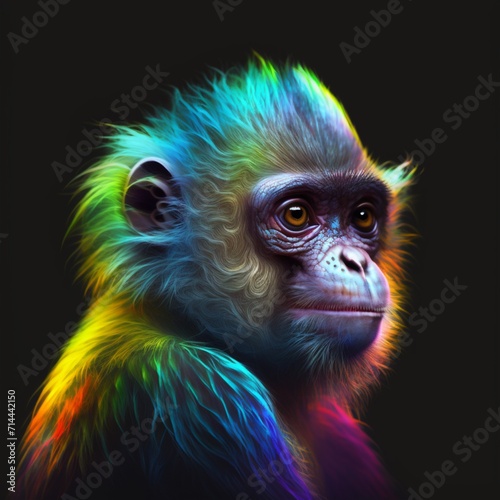 Colorful neon monkey animal gloria sanchez AI Generative Art photo