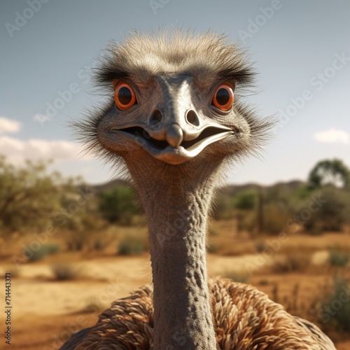 Cross-eyed ostrich image AI Generative Art