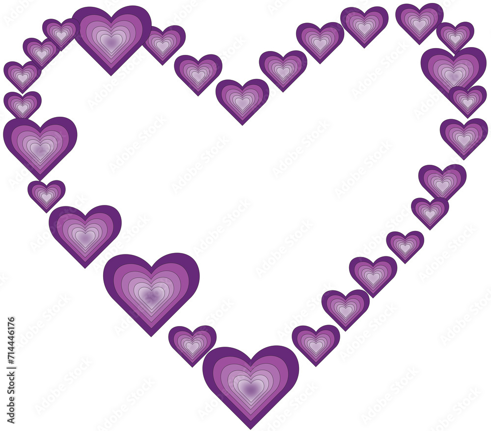 Paper hearts decoration on transparent background with empty space for your message
