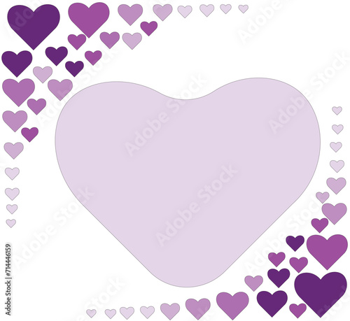 Paper hearts decoration on transparent background with empty space for your message 