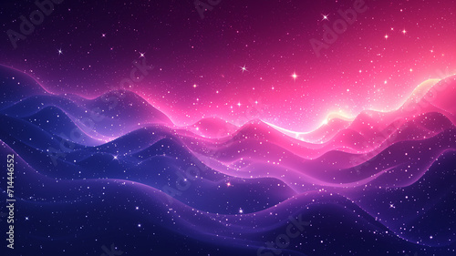 A Mesmerizing View of Vibrant Pink and Blue Waves Illuminated by Stars in a Cosmic Sky  Perfect for Wallpapers or Backgrounds
