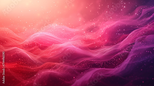 A Mesmerizing View of Vibrant Pink and Purple Waves with Sparkling Particles Illuminating the Ethereal Landscape, Perfect for Wallpapers or Backgrounds