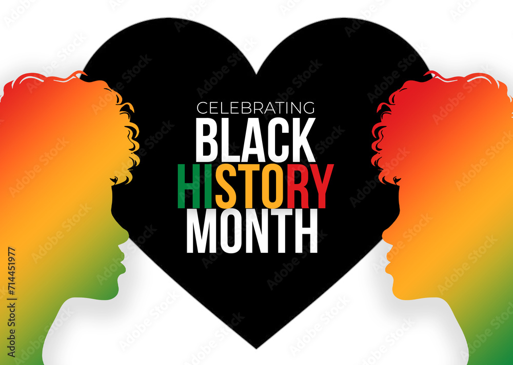 Black History month text in heart shape