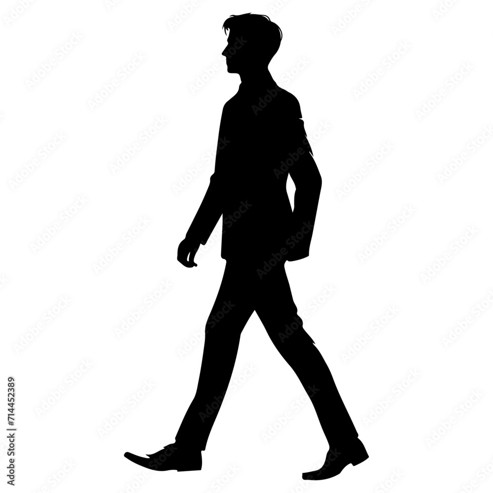 minimal business man and woman walking forward in winter clothing pose vector silhouette