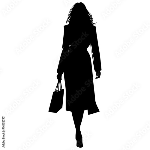 minimal business man and woman walking forward in winter clothing pose vector silhouette