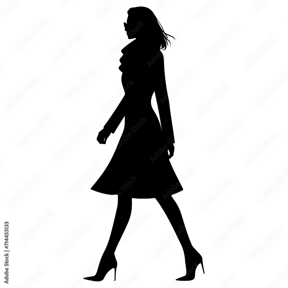minimal business man and woman walking forward in winter clothing pose vector silhouette minimal business man and woman walking forward in winter clothing pose vector silhouette