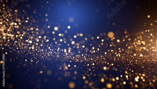 Glitter Blue and Golden Bokeh Background