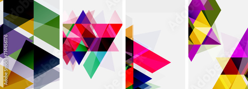 Colorful bright triangles with various colors and transparencies. Vector illustration For Wallpaper, Banner, Background, Card, Book Illustration, landing page