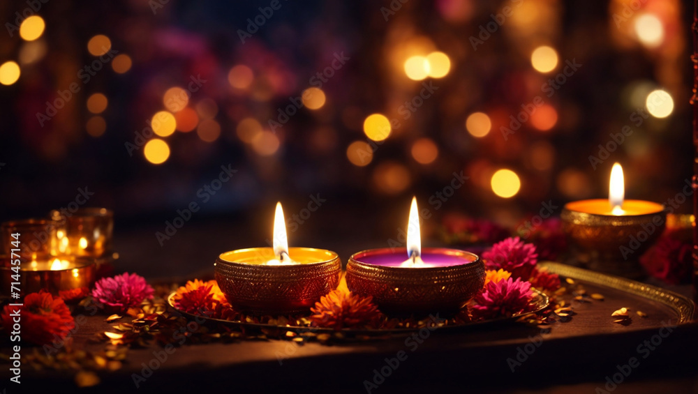 Devali candles on a red background Devali candles on a red background