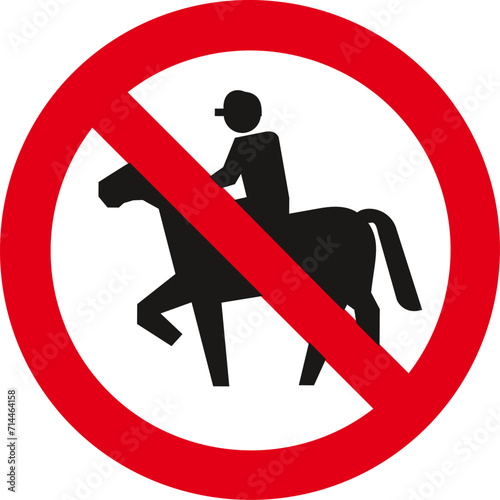 No equestrians,No riding a horse, Prohibiting sign,Traffic Sign , Vector, symbol, transport icon