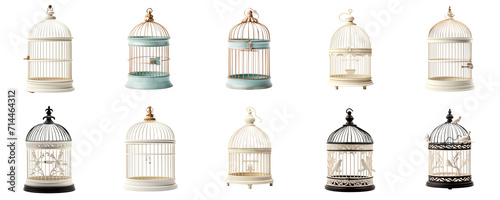 set collection bird cage Artificial Intelligence Generative photo