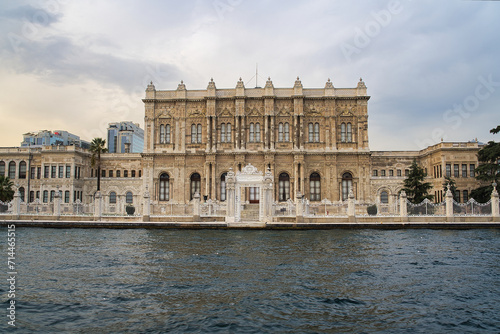 Dolmabahce Palace seen from bosporus tour boats and cruise in Istanbul, Turkey