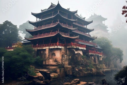 Iconic ancient structure in China. Generative AI