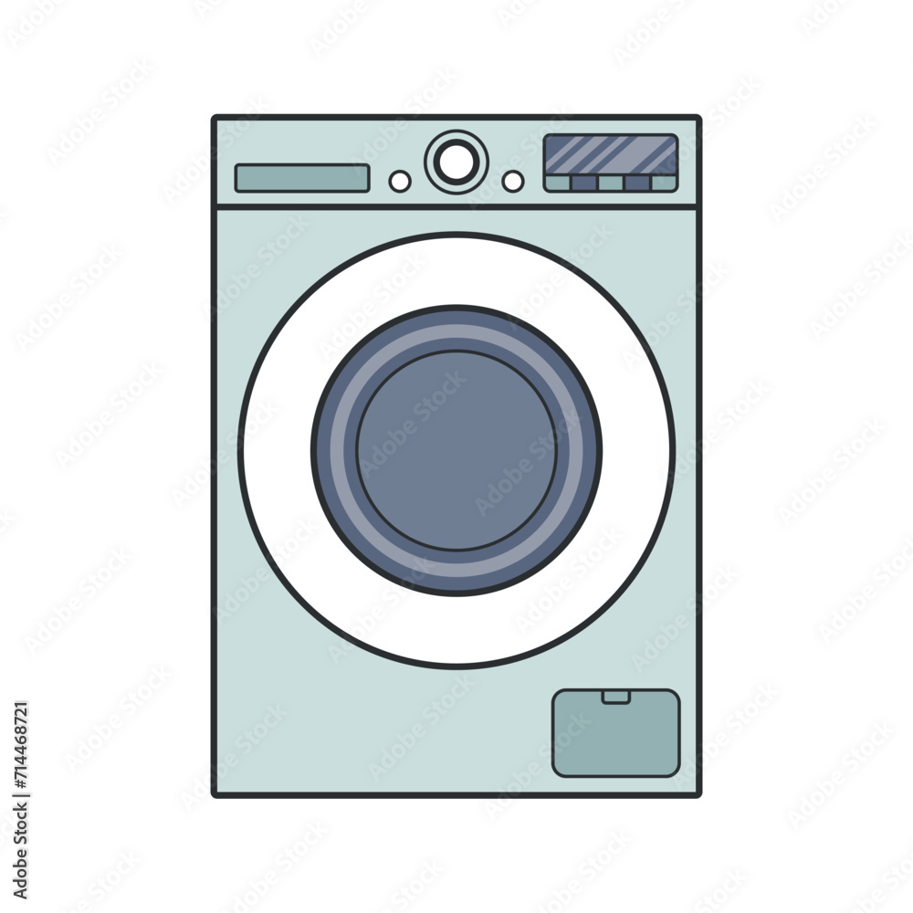Washing machine colored flat illustration isolated on white background Washing machine colored flat illustration isolated on white background