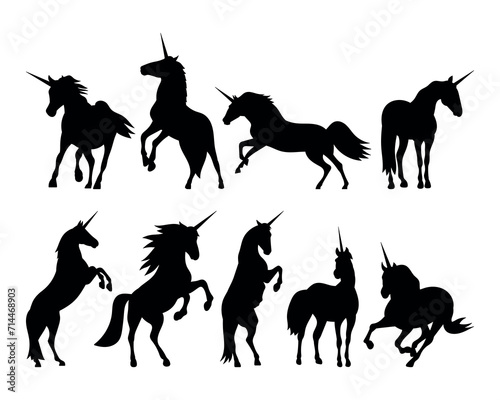 Unicorns silhouettes stencil templates for cutting programs