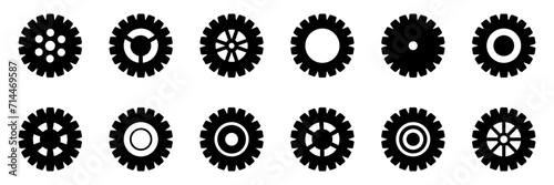 Gears icon set. Setting gears icon. Collection of mechanical outline cogwheels. Simple Gear wheel collection. Gear icons silhouette. Vector illustration with cogwheels sign set on white background. photo